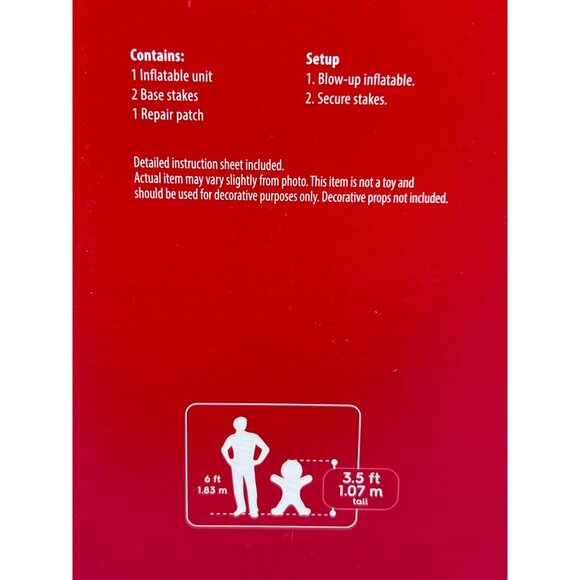 Holiday Time Blow-Up Gingerbread Man Inflatable Outdoor Christmas Decor 3.5 Ft - Picture 4 of 4
